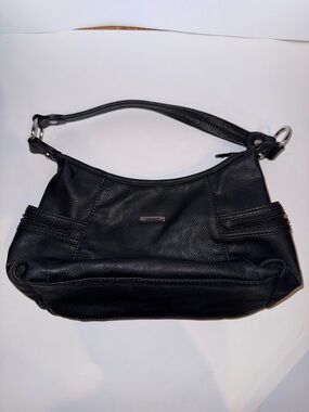Reflections Black Shoulder Bag with Silver-Tone Accents